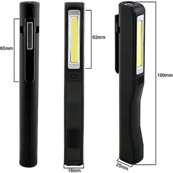 Led lommelygte inspektionslampe bærbar genopladelig led arbejdslys cob led lommelygte lommelygte campinglys, 2stk