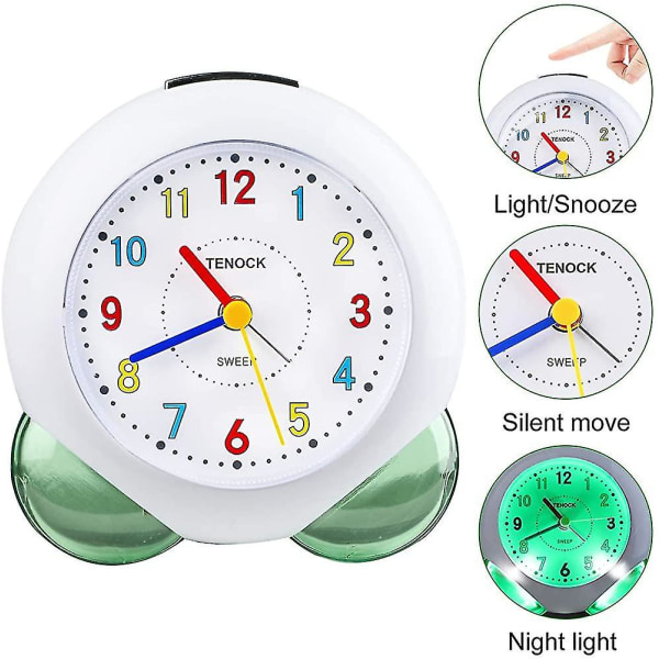 Alarm Clock Children Analogue, Silent, No Ticking, Light Alarm Clock For Girls