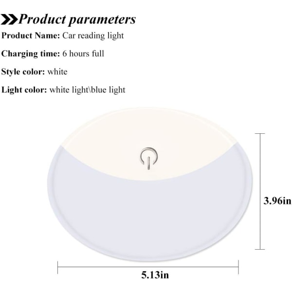 Vita/Isblå Biltaklampa USB Laddningsbar, Wi