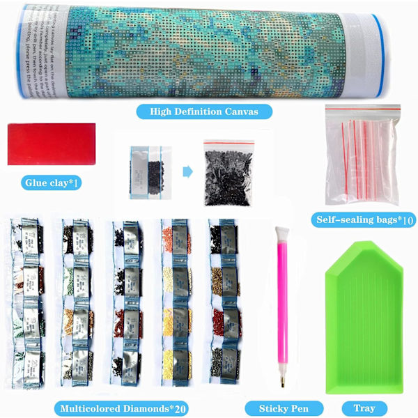 5D Diamantmaleri Kit, DIY Diamant 40 x 30cm Maleri Løve, Adu