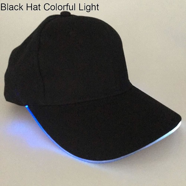 Unisex Baseballcaps - Motefargede LED-lys Baseballcaps for Jenter og Gutter, Julefest, Caps i Svart, Fargerike