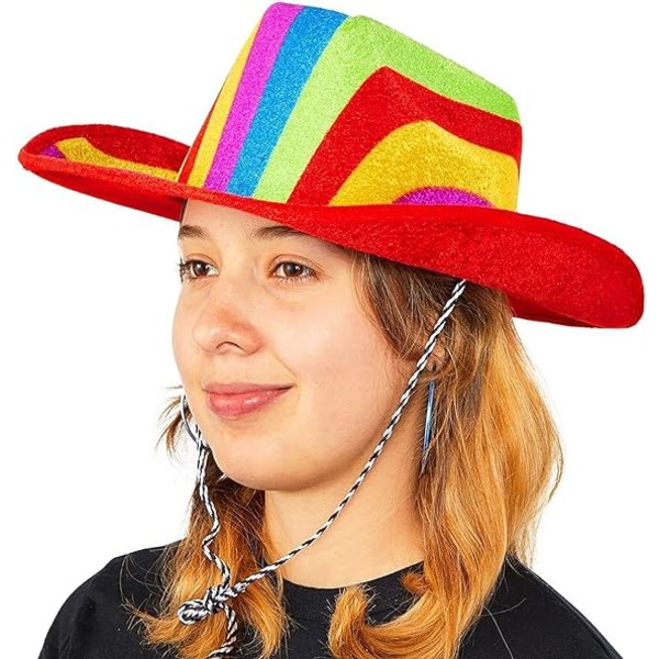 Regnbue Cowboy Hat for Pride Parade, Kostymefest (Voksne En Størrelse)