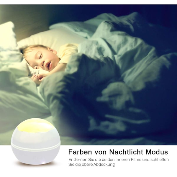 Stjernehimmel LED-projektor, baby nattlys, Ocean World 2 i 1 projeksjonslampe med USB-kabel (hvit)