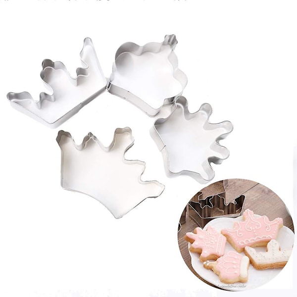 Keksform 4 st/set Krona Kung Drottning Prinsessa Former Rostfritt Stål Kakform Fondantform