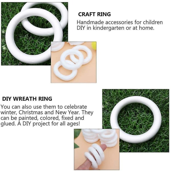 12 stycken Craft Foam Krans Polystyren Foam Ringar för julpyssel