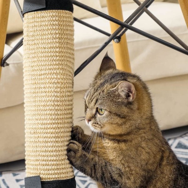 Sisal-kissanraapimattu, beige, kissanraapimattu tarranauhalla, huonekalusuoja, tuolinjalat, työpöytä