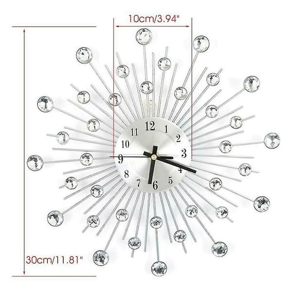 Radial Sunburst Diamond Silent Väggklocka Modern Heminredning
