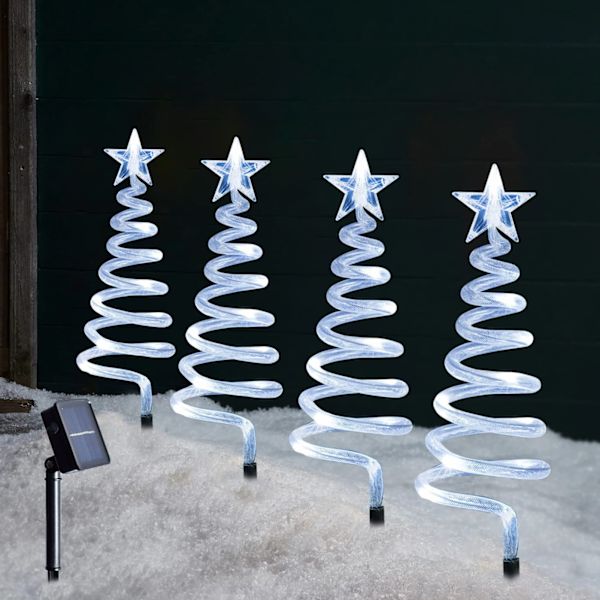 Set med 4 spiralformade julgransbelysningsstolpar 40 LED utomhus