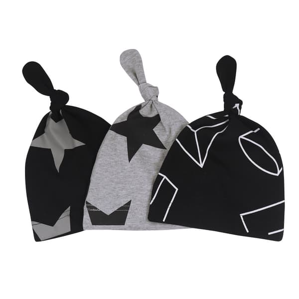 Baby Beanie Hat Top Knot Stretchy Soft-3pack