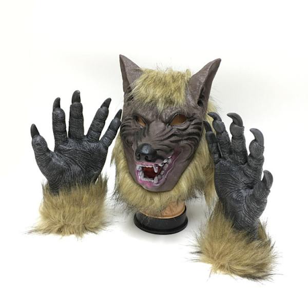 skräck djävul bal full huvud halloween mask varg handskar cosplay w