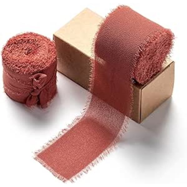 3 st röda chiffongband med pompom för orange bröllopsdekorationer