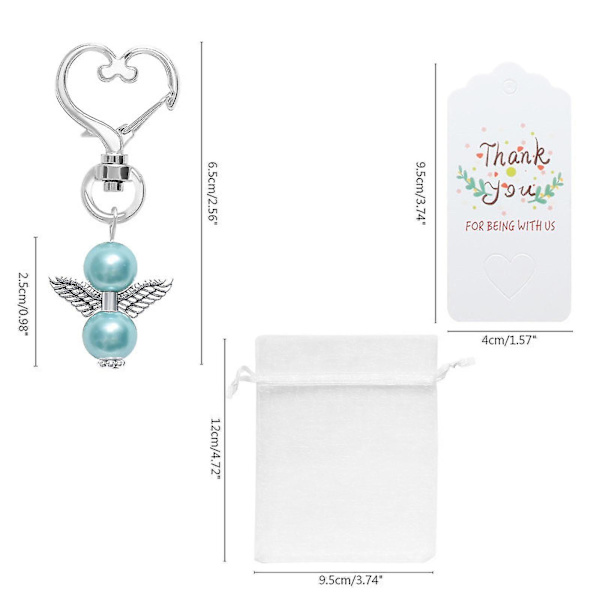 20 set ängel nyckelring pärla ängelvinge med organza påsar/tack Kra20 set ängel nyckelring pärla ängelvinge med organza påsar/tack Kra