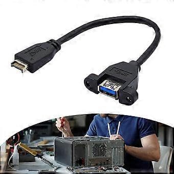 Svart USB 3.2 frontpanelkabel med fästen för snabb 10Gbps dataöverföring och kompatibilitet 0.6m