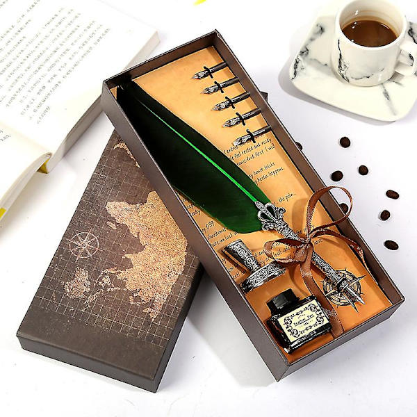 Europeisk vintage fjäderpenna set presentask Harry Potter fjäderpenna set gotisk kropp dopp bläckpenna
