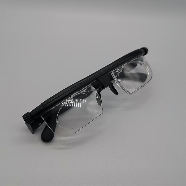 Bærbare justerbare styrke linseglas med zoom hyperopia zoom, sort, længde 14 cm bredde 3 cm
