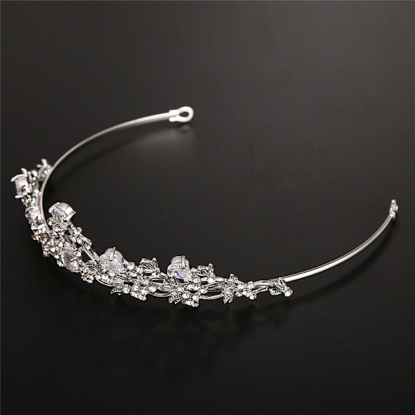 Pärlbröllopsdiadem Hårband Silver Crystal Brudstycke H
