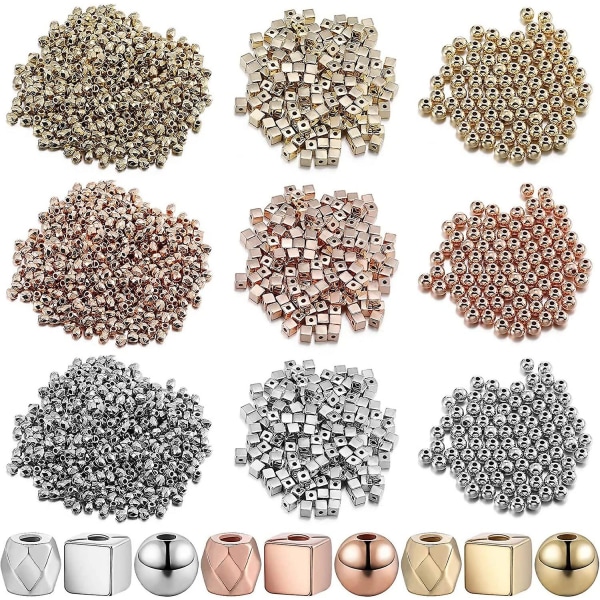 3000 st metallpärlor, diameter små pärlor, 4 mm metalldistansbulkpärlor, distanspärlor Gör-det-själv smycken hantverksarmband