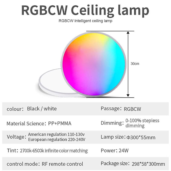 Smart Wifi Led Rundt Taklampe, Hjem Soverom Stue Ambient Lys