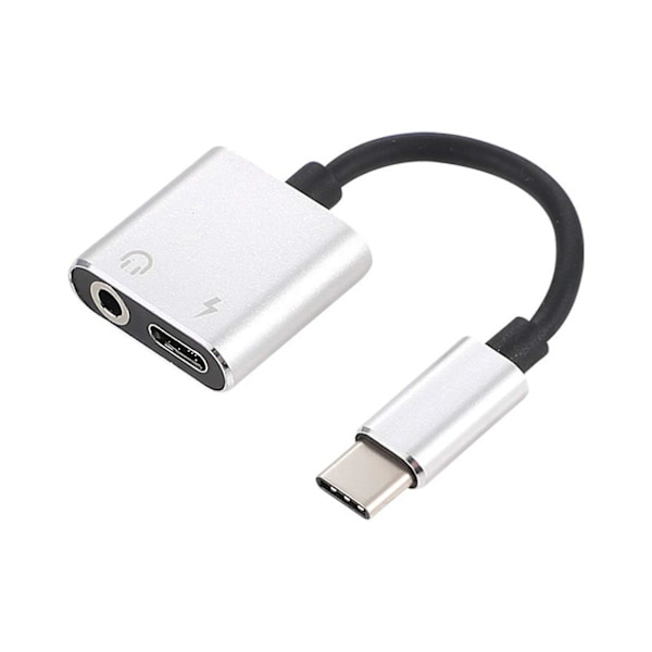 Usb C til Jack 3.5 Type C Kabeladapter 2-i-1 Usb Type C 3.5mm Audio Hodetelefonkonverter Lading