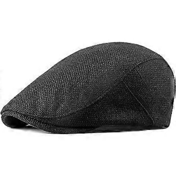 Herr Flat Cap Newsboy Keps Basker Keps Tillverkad av Bomull Fladdermus Hatt för Vår och Höst Mörkbeige black