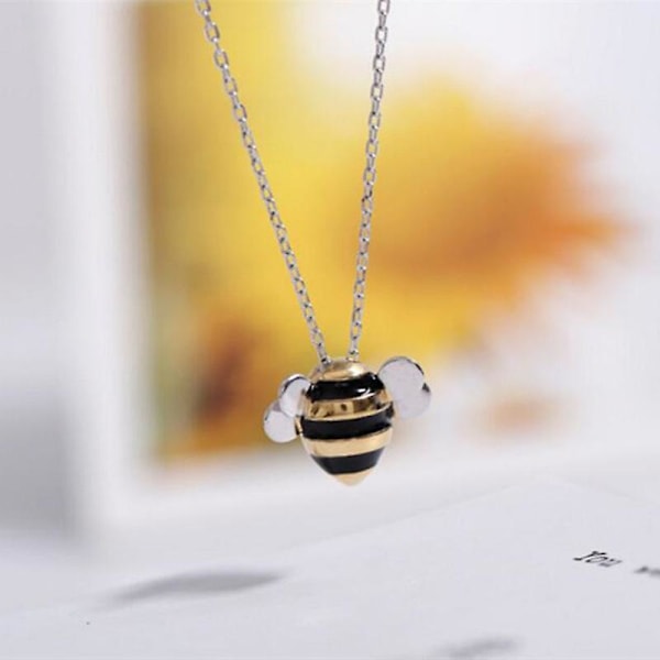 2 st Silver Halsband Bee Hänge Halsband Två Ton Halsband