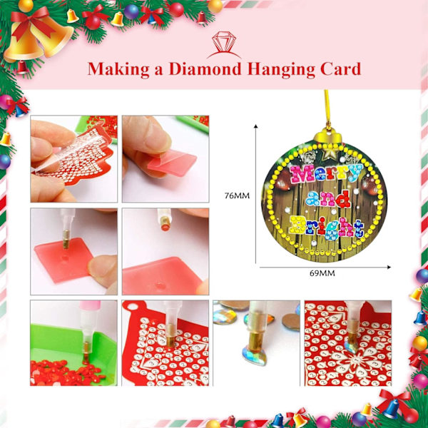 Diamantmaleri Julehæng, 30 stk. 5D Julediamant Pa