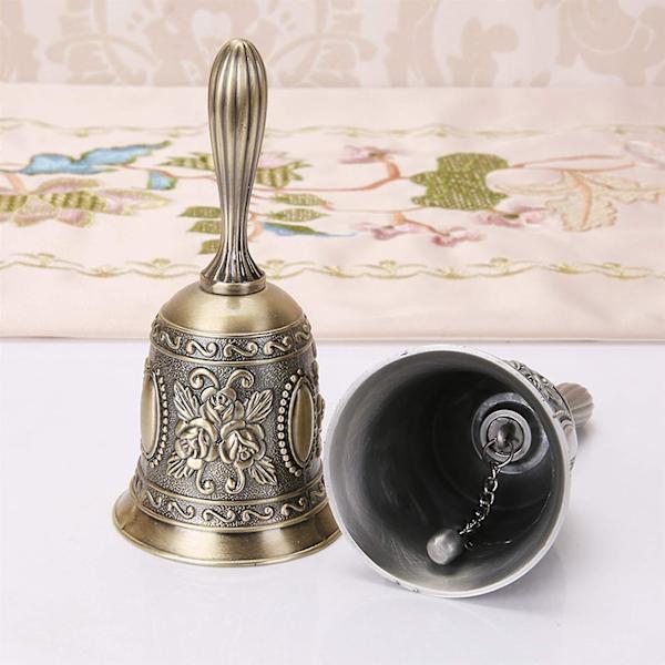 Eurooppalaista tyyliä retro metalli soittokello ravintola baari hää käsikello perheen sisustus（antiikki pewter）