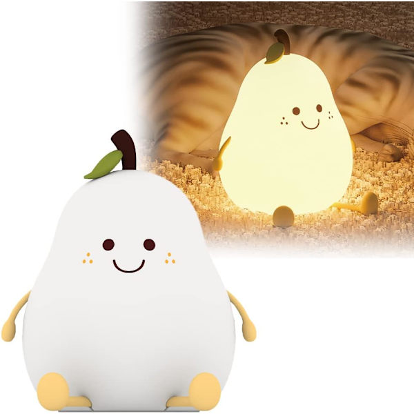 Söt nattlampa, päron nattlampa, baby nattlampa lampa, barn nattlampa, uppladdningsbar dimbar silikon mussla lampor (färg)