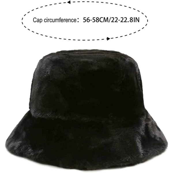 Dame Plys Fiskerhat Vinter Varm Hat Faux Fur Spand Spande Hatte-Sort