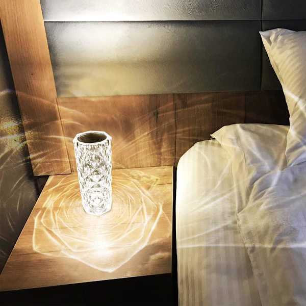 16 färger LED kristalllampa, RGB touch control rosa kristallbord