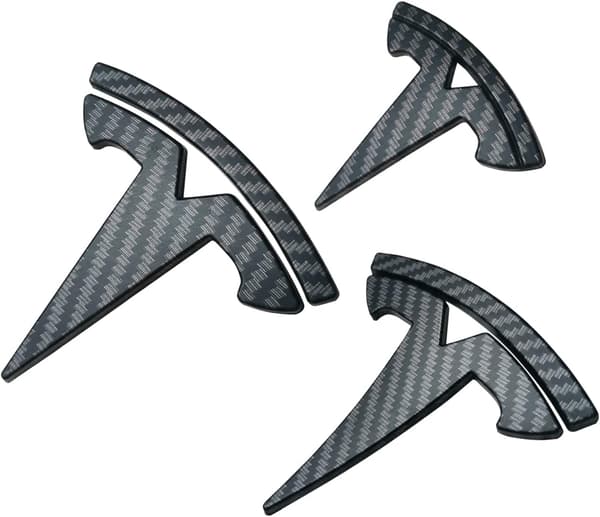 3-pack Tesla Model 3-bils rattlogotypklistermärken (matt kolfiber)