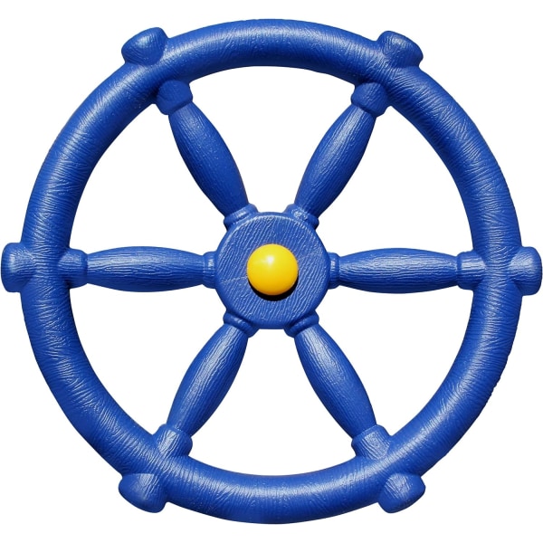 Lekplatstillbehör - Piratskeppshjul för barn utomhuslekstuga, trädkoja, lekset eller set - Träfästedelar (blå)
