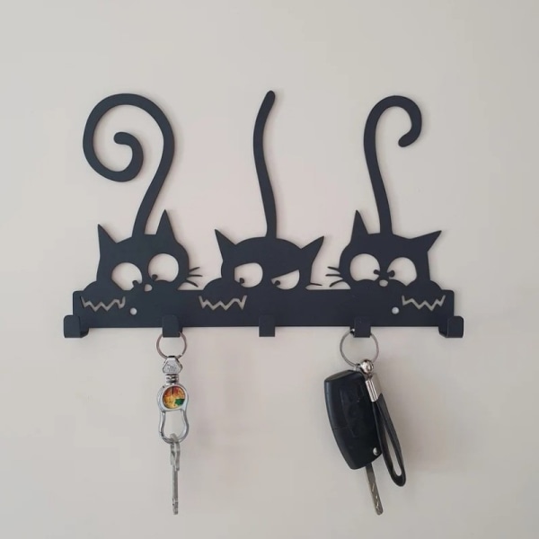 2 Pieces C-Creative Black Key Rack with 5 Hooks, Mail Organizer a