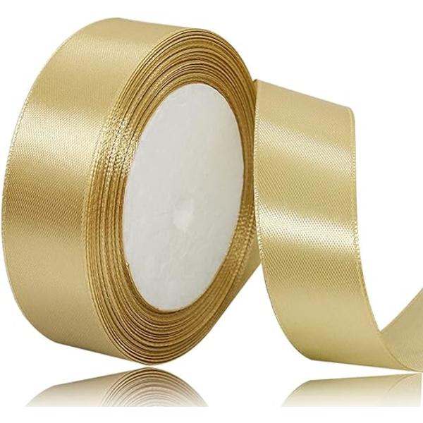1kpl kultainen satiininauha 20mm x 22m, satiininauha lahjapaketointiin,