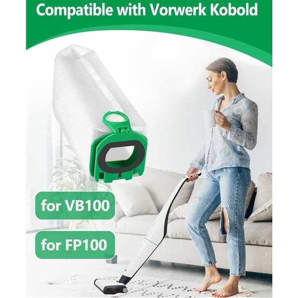 12-pack dammsugarpåsar kompatibla med Vorwerk Kobold VB100