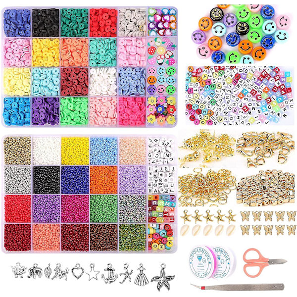 24 rutnät mjuka keramikpärlor Hirsfröpärlor DIY-set Set Handgjord DIY-pärlset