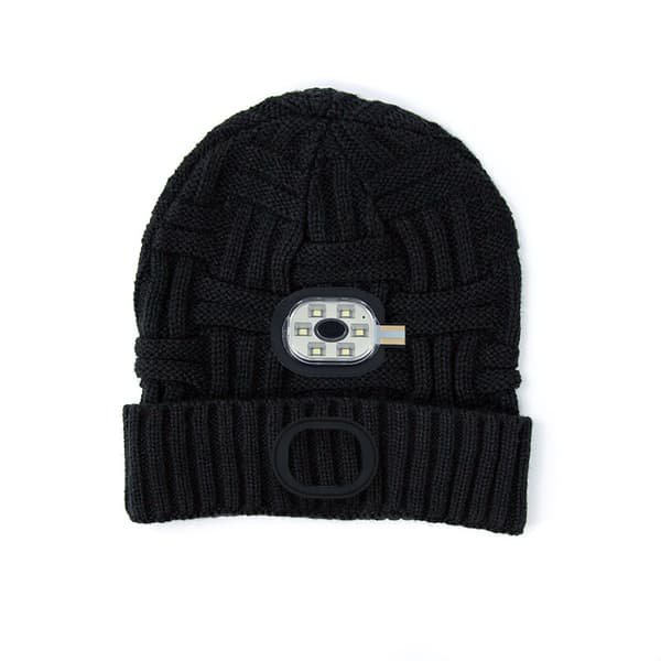 Unisex LED-lue, USB-ladbare hodelykt strikkehette Vinter