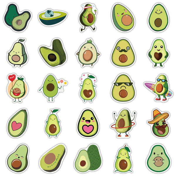 50x Pakke klistermærker - Avocado multifarvet