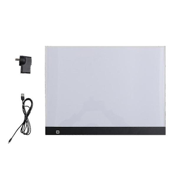 Bærbar A3 LED lysboks Stencil Tavle Tegnebrett Sporingsanimasjonstabell Med Au-plugg (3 innstillinger Dimmerbar lysstyrke + USB-kabel + Strømadapter