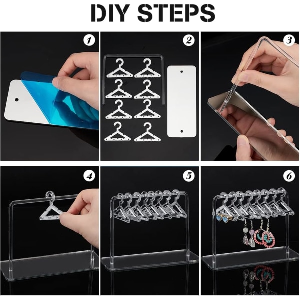 Gjennomsiktig farge, akryl ørepyntstativ, kleshengerformet smykkeholder