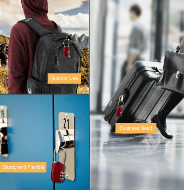 En rød TSA-godkendt lås til bagage med kode