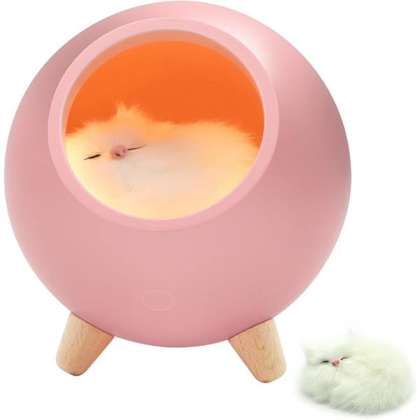 Rumdekor för kvinnor, kattnattlampa för sovrum, kattälskarpresent