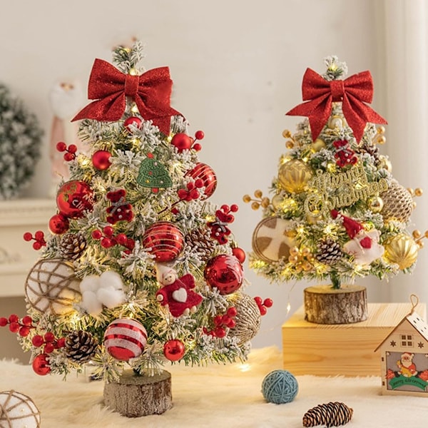 (Rosa) Mini Julgran för Skrivbord, 45CM Mini Julgran för Skrivbord