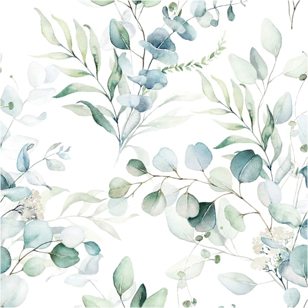 Självhäftande tapet Grön/Vit Eucalyptus Blad Blommig Vägg