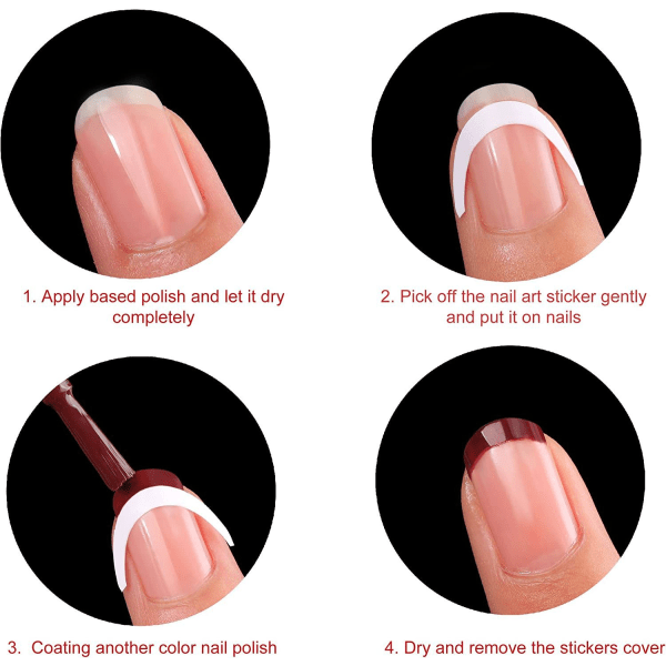12 st franska nagelklistermärken Vita franska naglar självhäftande klistermärkestips Smile Line Guide Nail Art Line Dekaler för manikyrdekoration