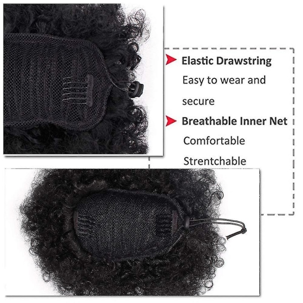 Afro Puff Dragsko Hästsvans Syntetisk Kort Afro Kinkys Curly Afro Bun Extension Hårstycken Uppsatta hårförlängningar