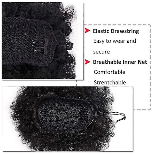 Afro Puff Dragsko Hästsvans Syntetiskt Kort Afro Kinky Lockigt Afro Bun Förlängning Hårdelar Updo Hår Extensions