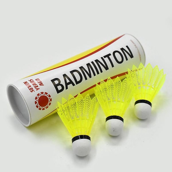 6 st plastfjäderbollar för badminton, gula