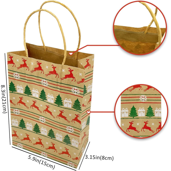 Kraft julegaveposer 20 assorterte stiler julegaveposer i papir