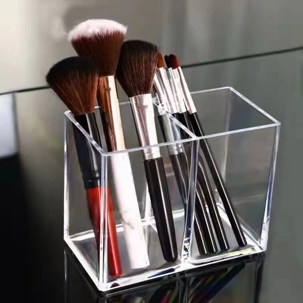 Transparent makeupbørsteholder i metal, makeup organizer, pen holder